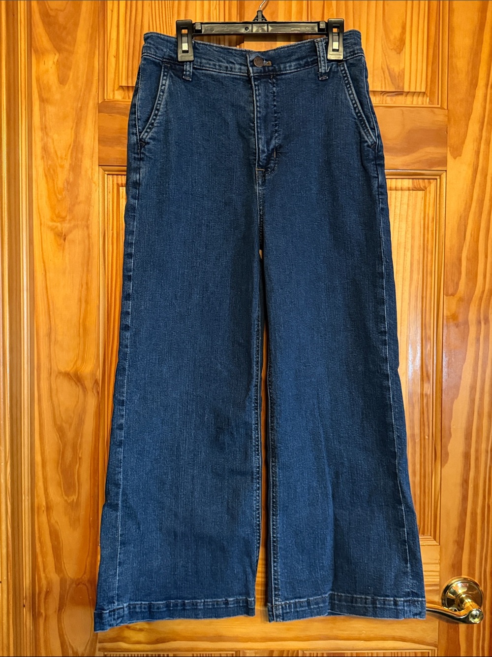 J. Crew Dark Blue Wide-Leg Crop Jeans